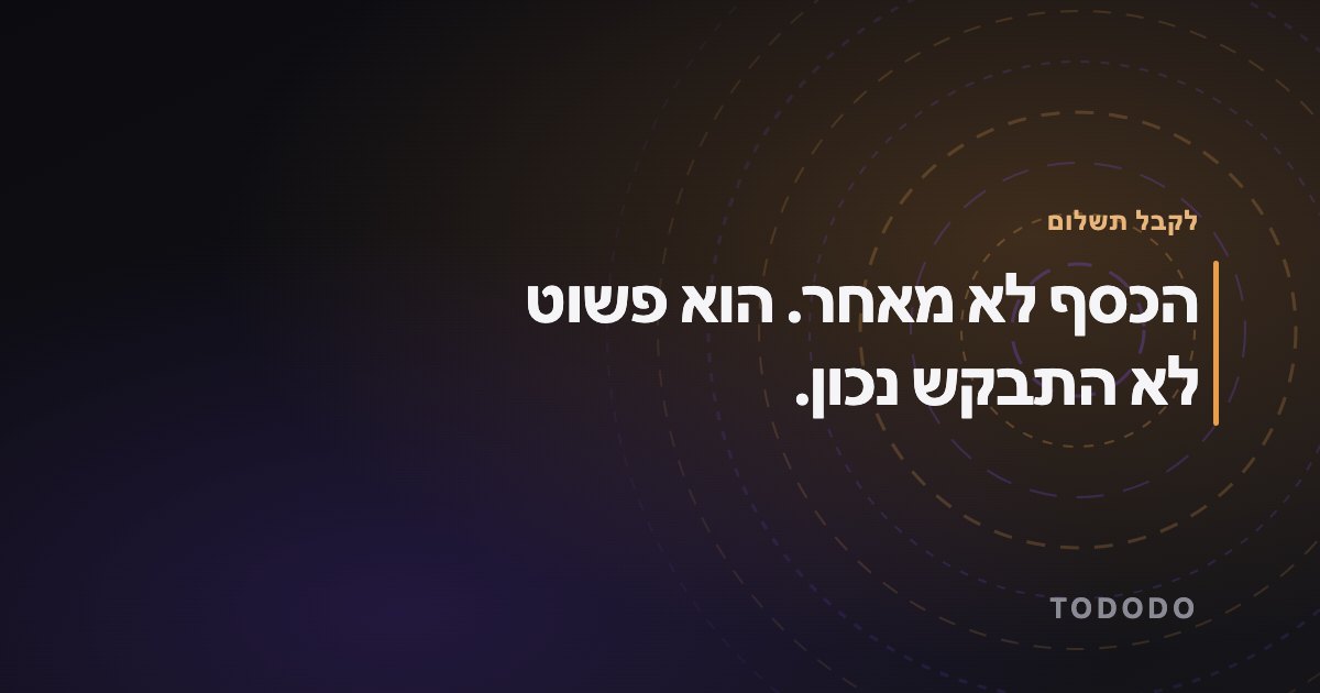 פתרונות סליקה — הכסף לא מאחר. הוא פשוט לא התבקש נכון.